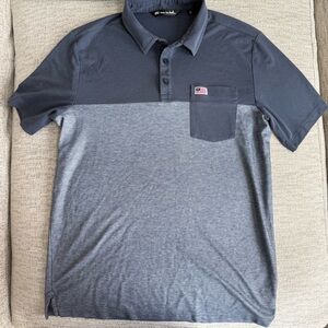 Travis Matthew Men's Two-Tone Gray Polo Shirt American flag